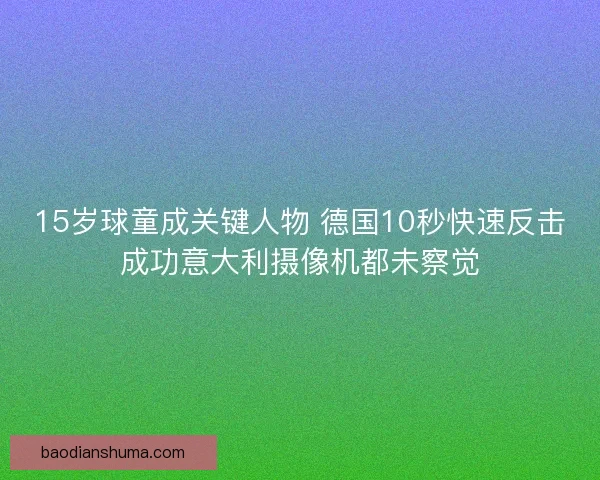 15岁球童成关键人物 德国10秒快速反击成功意大利摄像机都未察觉